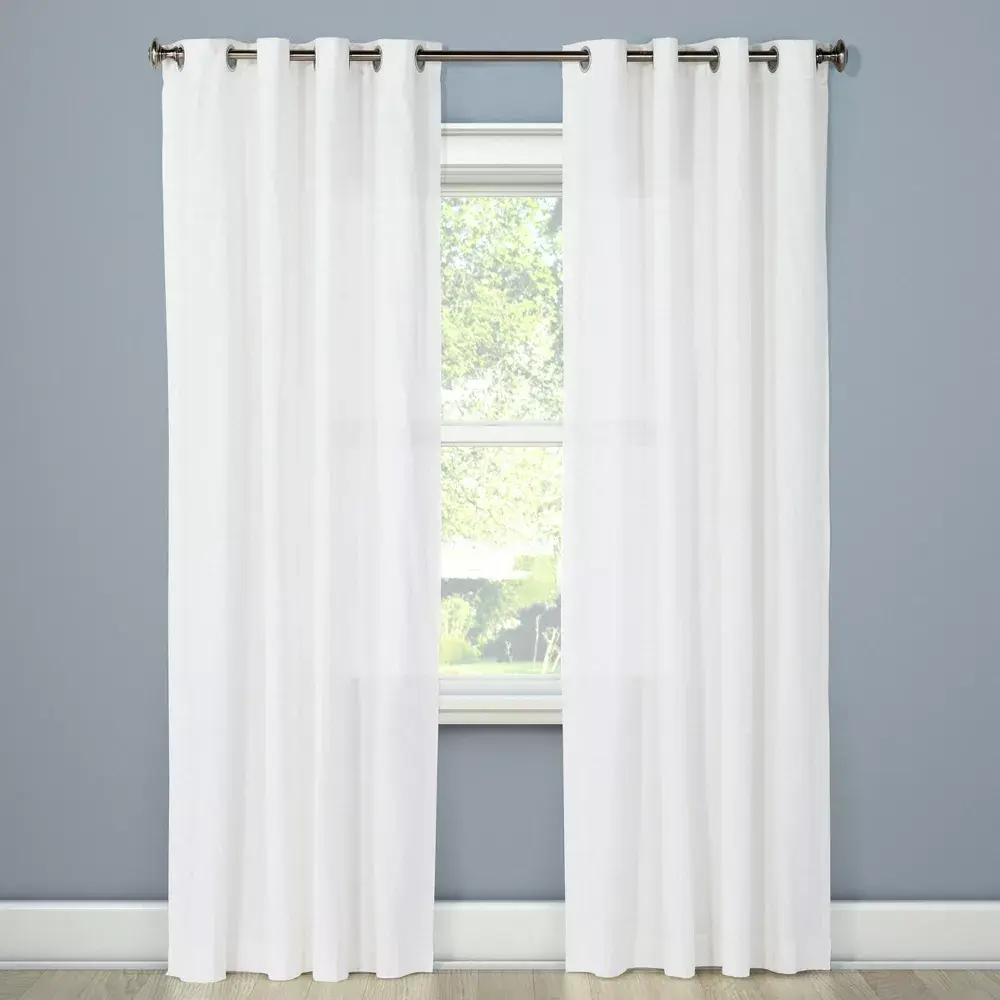 54"x84" Light Filtering Solid Window Curtain Panel Natural White - Threshold: Cotton Grommet Top Indoor Use