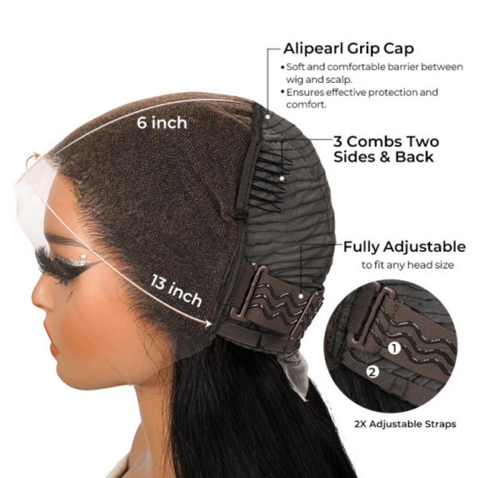 【13x6 Copper】Alipearl Hair Copper Orange Wig Pre Cut 13x6 Lace Closure Wig Human Hair Body Wave Glueless Pre Curled Wig