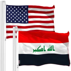 G128 Combo Pack: USA  3x5 Ft 150D Printed Stars & Iraq Flag 3x5 Ft 150D Printed