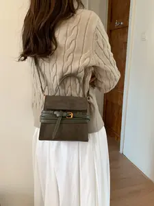Burgundy Retro Elegant Simple Square Handbag, Perfect for Women, Girls, College Students, Shopping, Commuting, Crossbody Bag
