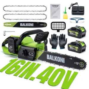 BALKONI 16-inch Brushless Electric Chainsaw 4.0Ah Battery 40V Motor Portable Rechargeable for Tree Pruning Wood Cutting Garden Yard Maintenance