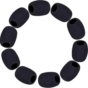 Phinus 10 Pack Lapel Microphone Windscreen, Headset Windscreen, Mic Foam Covers Lavalier Microphone Windscreen for Variety of Headset Microphone, Tough Sponge Material, Noise Reduction, Black