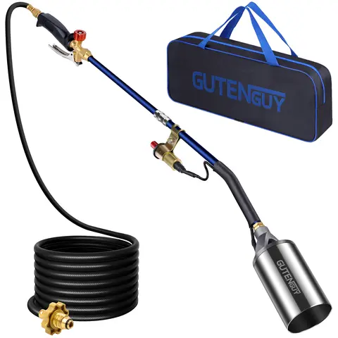 Propane Torch Weed Burner Kit with 10FT Hose, Self-Igniter, Turbo Trigger – Food Culinary Torch for Weeding, Melting Ice (Propane Tank Not Included)