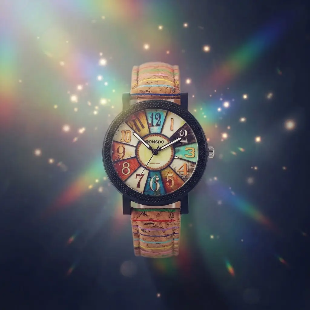 Vintage Retro Color Block Numbers Dial Quartz Watch Casual Boho Style Faux Leather Strap Statement Wristwatch for Women Daily Wear and Gift