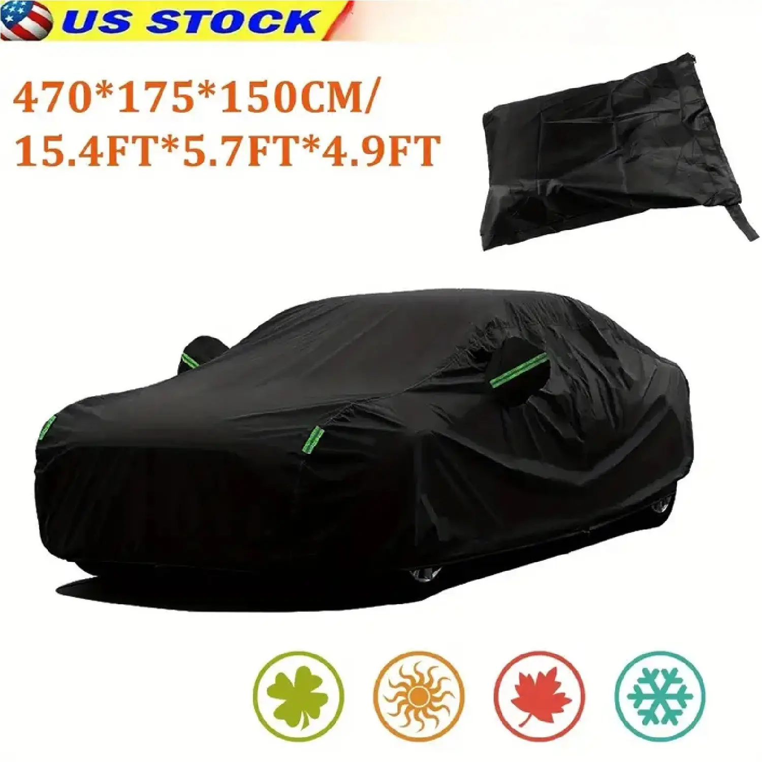 Car Cover Waterproof All Weather - See Vehicle Size-Chart - Car Covers for Automobiles & Car Snow Cover - Full Exterior Covers - Winter Rain Sun SUV Sedan Black