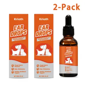 [2-Pack] Pet Ear Cleaner Drops for Dogs & Cats - Instant Itch Relief & Odor Eliminator, Removes Wax & Dirt,Soothing Daily Care Liquid.