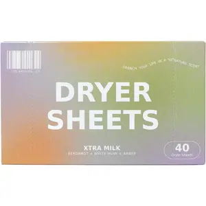 Dryer Sheets | Xtra Milk | 40 Count | , Vegan Fabric Softener Sheets | Bergamot, Vanilla &  Scent | Softens & Freshens