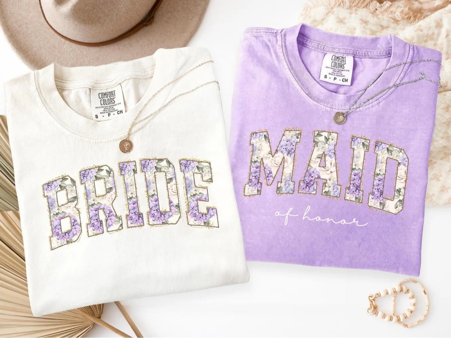 Custom Bride Maid of Honor Comfort Colors T-Shirt, Matching Wedding Shirt, Custom Bridesmaid, Wedding Party Bachelorette Shirt, Trendy Bride Shirt, Full Size, Full Color