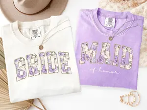 Custom Bride Maid of Honor Comfort Colors T-Shirt, Matching Wedding Shirt, Custom Bridesmaid, Wedding Party Bachelorette Shirt, Trendy Bride Shirt, Full Size, Full Color