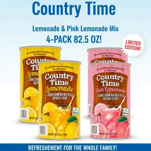 Country Time Lemonade & Pink Lemonade Mix 4-Pack 82.5 oz Beverage