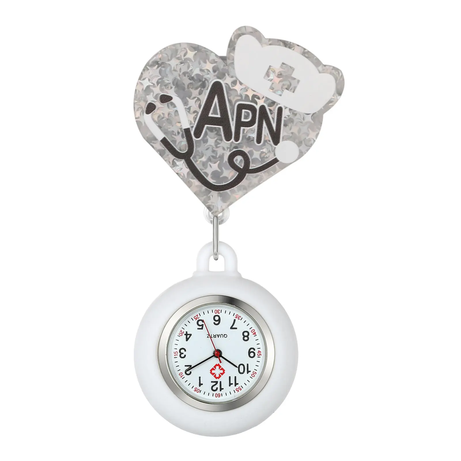 Retractable Nurse Fob Watch with Medical Themed Silicone Cover, Cute Quartz Pocket Watch for Healthcare Workers, Quartz Crystal, Lightweight summerwins