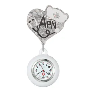 Retractable Nurse Fob Watch with Medical Themed Silicone Cover, Cute Quartz Pocket Watch for Healthcare Workers