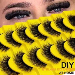 10 pairs of comic-style false eyelashes, Russian curl, D-shaped curl, fluffy and natural, 10-15mm curl, eyelash extension. Cat's eye effect, a must-have for travel., Lashes Extension Kit