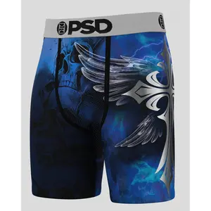 PSD Mens Silver Wing Boxer Brief - Standard Length 7 Inch Inseam, Soft and Breathable Poly Blend Fabric