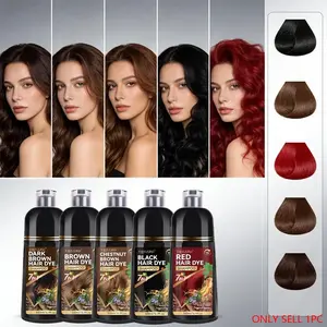 500ml Family-Size Hair Dye Shampoo | 3-in-1 Dyeing-Washing-Conditioning | Gentle Herbal Formula | Easy to Use | Shiny & Strong Hair | 5 Colors | For All Hair Types & Genders