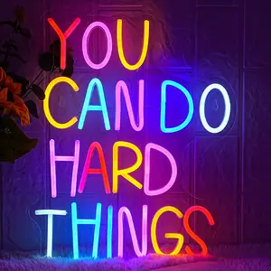 You Can Do Hard Things Neon Sign Usb Powered Light Up Sign for Wall Decor Motivational Led Sign Letter Neon Light for Bedroom Gym Study Office Library Classroom Birthday Party led lights bedroom lamp