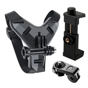 Motorcycle Helmet Chin Strap Mount Holder With Phone Clip For GoPro Hero 11 10 9 Action Camera Full Face Mobile Phone Holder