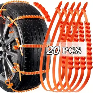 20pcs Universal Car Snow Anti-Slip Chains, Winter Tire Chains, Emergency Safety Design, Durable Structure, Outdoor Snow Tire Chains, Car Parts