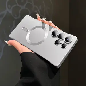 Slim Frameless Magnetic Case for Samsung Galaxy S26 Ultra / S25 Ultra / S24 Ultra – Built-in Tempered Glass Lens Protection Magnetic Frameless Ultra-Thin Shockproof with Tempered Glass Lens Guard phone cover