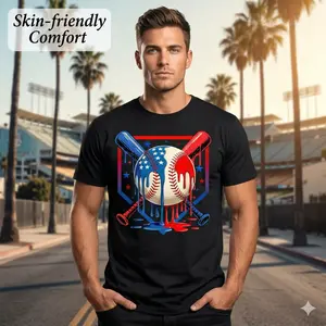Dripping American Baseball Tee | Cloud-like Cozy Feel for Game Day | Perfect Gift for Fans