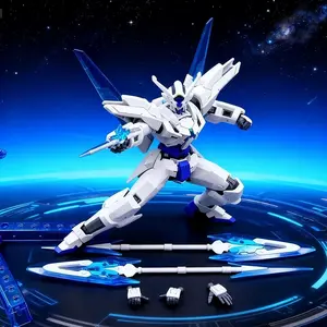 Mech Model Blue Transformation Original Color, Building Blocks Figure Toy, Boy Gift, Dual Weapons, Stand Included, 1/144 Scale