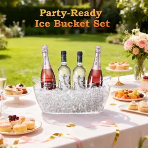 Ice Bucket 2 PCS, Thickened Ice Buckets for Parties, Mimosa Bar Supplies Beverage Tub for Champagne Beer Sparkling Wine Cocktails（5.5L) 16.5 * 7.3 * 6.8inch