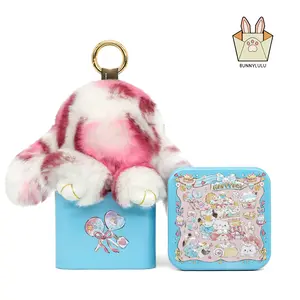 BunnyLulu Mini Bunny Handmade Soft PomPom Keychain with Tin Box, Cute Plush Pendant for Phone Bag Car, Travel Accessories, Christmas Gifts Charm