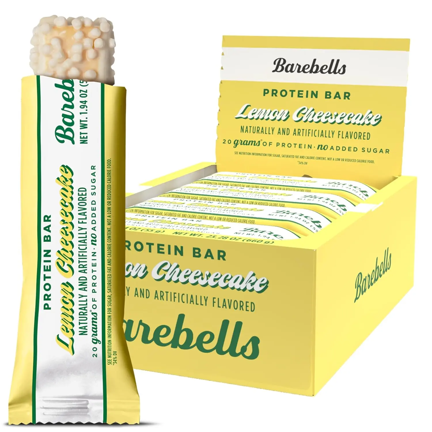 Barebells Lemon Cheesecake Protein Bars - Pack of 12, 20g High Protein, 1g Total Sugars, Chocolate-Coated Nutrition Bars - On-The-Go Breakfast, Post-Workout Snack