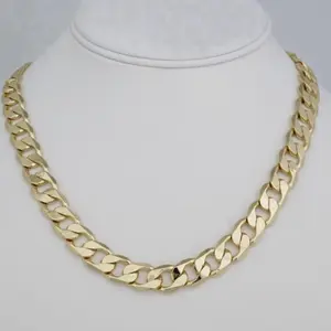 Cuban Link 10 mm 19 1/2 Gold Plated Necklace for Men Women Fashion Jewelry