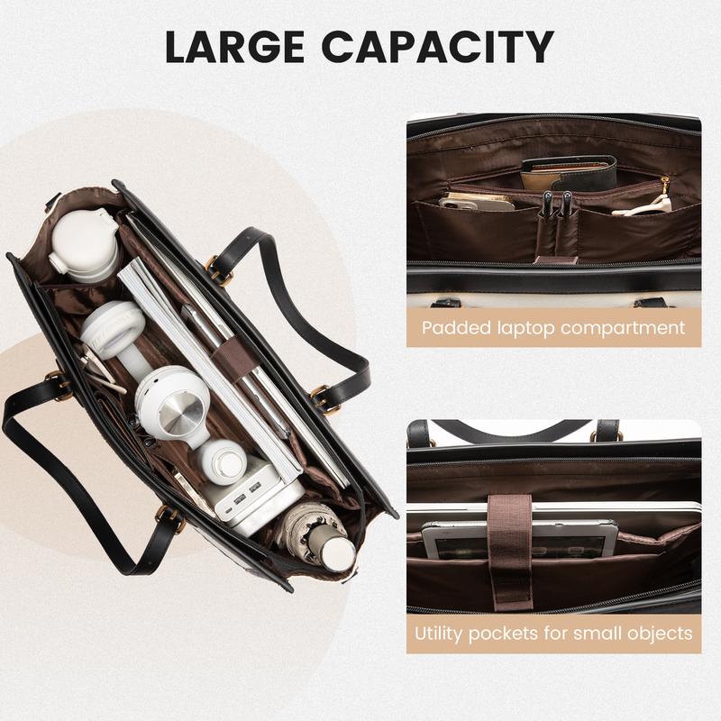 【Valentine's Day Gift】LOVEVOOK Laptop Tote Bag with Clutch Purse, Canvas Computer Bag Office Briefcase, Casual Handbag for Travel, Crossbody for College, Teacher, School TikTokShopJumpstartSale