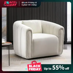 Ebello Swivel Feature Chair with Plump Pillow, Modern Dutch Velvet Upholstery, Comfortable Round Armchair for Kindergarten Living Room and Bedroom
