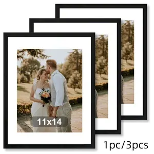 High-Quality Wooden Photo Frame 11x14 Inches, Set of Three, Wall-Mounted, Durable Design, Home Decor, No Photos Included