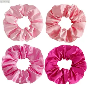 Pink Satin Jumbo Scrunchie for Women, Soft Silk Hair Tie Ponytail Holder, Cute Coquette Y2K Hair Accessory for Thick Hair, Trendy Oversized Hair Band for Daily Wear, Aesthetic Girl Gift