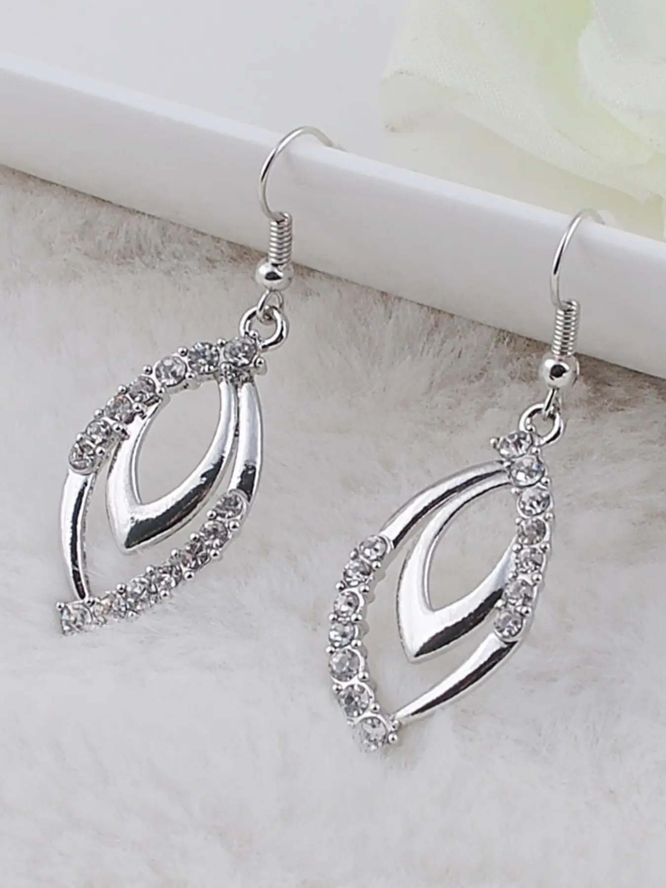 Trendy Crystal Long Dangle Earrings for Women, Silver Color Plated Fashion Wedding Jewelry, Water Drop Design, Lady's Brincos, Teardrop Earrings