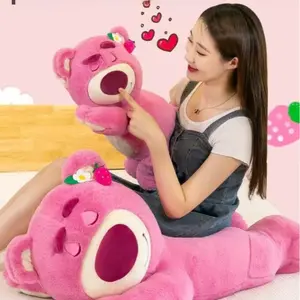 Strawberry Bear Plush Toy, Strawberry Bear Pillow, Pink Lucky Bear |   The perfect sleep companion for her. Soft and adorable plush toy.