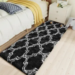 Luxury Shag Area Rug 2x6 Feet Geometric Plush Fluffy Rugs, Extra Soft Carpet Runner Rugs for Bedroom Living Room Dorm Kids, High Pile Shaggy Floor Rug Decor