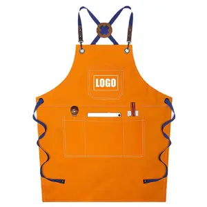 Custom Embroidery Printing Logo Denim Kitchen Chef Baking Pockets Adult Restaurant Manicurist Nails Waiter Barbershop Apron
