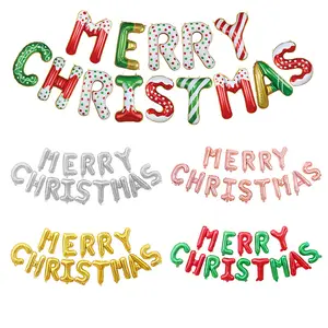 14pcs 16 inch Merry Christmas balloon banner, Merry Christmas foil balloons, red and green letters, Christmas balloon kit, home office, fireplace, party props, decoration