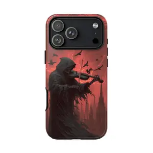 Death Playing Violin Black Skeleton - Phone Ink Case: for iPhone17 ProMax /16/15/14/13/12/11 Plus for Samsung phones, suitable for both men and women,  Perfect Gift for Women Men.A gift for the fans