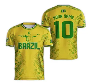 Personalized Brazil Soccer Jersey 2024 Custom Name Players T-Shirt 3D All Over Print Customized Brasil Jersey for Men
