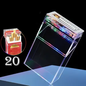 Transparent box lighter, tungsten wire lighter, rechargeable windproof lighter, USB rechargeable lighter, soft and hard shell compatible, box rack that can hold 20
