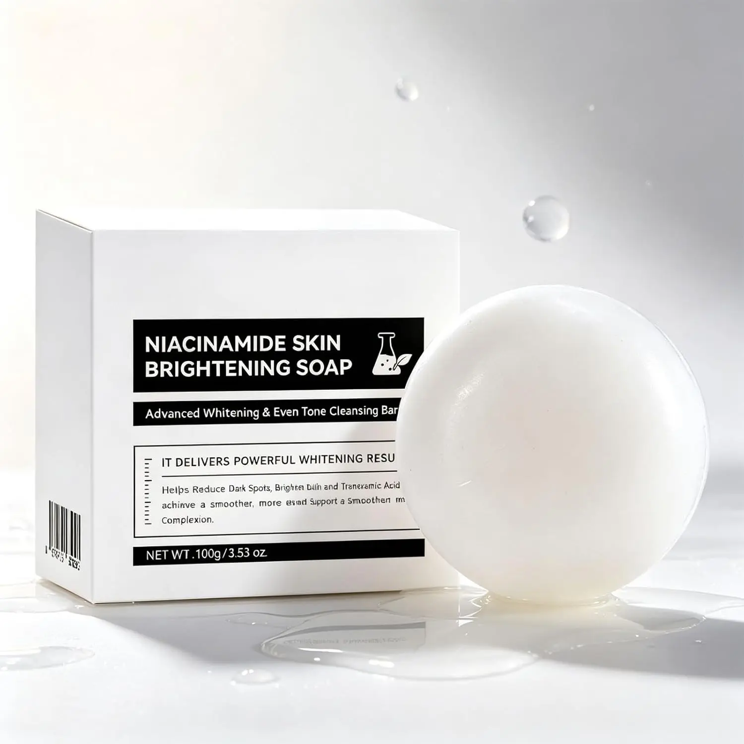 Niacinamide & Alpha-Arbutin Brightening Soap Bar - Gentle Face & Body Cleanser with Tranexamic Acid, Glutathione, Olive Oil - 3.53 oz, Even Skin Tone Support, Rich Foamy Lather, Fresh Feel