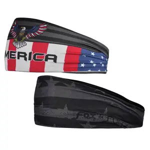 Reversible Patriotic USA State-Themed Sports Teams Headband – 2 Styles in 1: State Flag on One Side & Matte Black American Flag on the Other – Non-Slip Stretch Fit for Gym, Sports, Men & Women