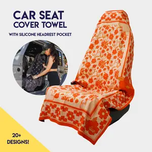 Peaches & Pleasures the Small Kind Car Seat Cover Towel - Silicone-Lined Hood Universal Fit Car Seat Cover Towel for Sweat Protection After Gym, Running, Cycling, Yoga, Beach, Hiking, Fitness Training, and Outdoor Adventures