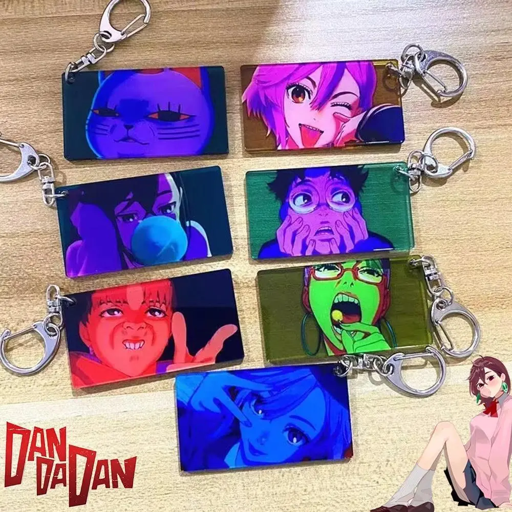 Anime Dandadan Momo Ayase Jiji Okarun Cosplay Keychain Acrylic Keyring Key Chain Cartoon Figure Pendant Xmas Bag Accessories
