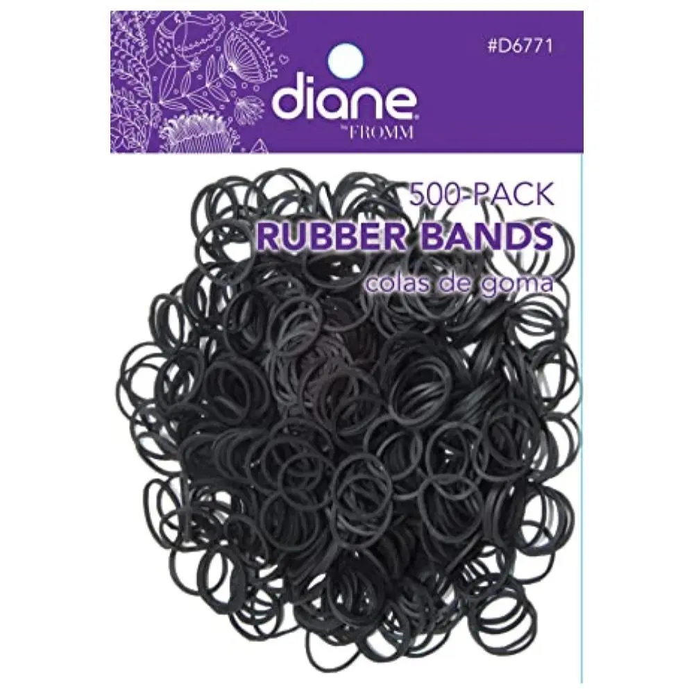 Diane Rubber Material Hair Bands, Pack of 500 - Black, Elastic Hair Accessory, Hair Ties