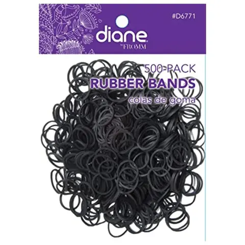 Diane Unisex Plain Black Rubber Bulk Hair Ties Band Set (500-Pack) - Hair Style Accessory, Braiding Elastics for Ponytails