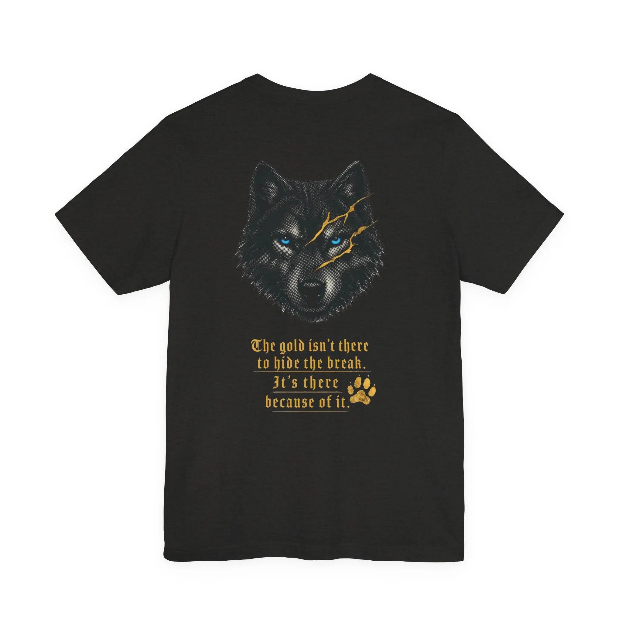 Women's Original Cotton Knit Short-Sleeve Reforged Wolf Kintsugi T-Shirt - "The Gold Isn't There to Hide the Break"