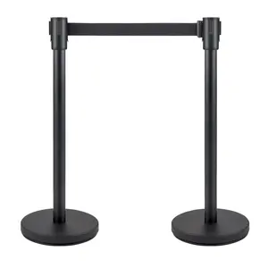 2 Packs Crowd Control Barriers Line Dividers, Stanchions with Retractable Belts 6.5Ft, Height 36 Inches Flexible 6.5-Foot Retractable Belt for Store Queues, Airport Lines