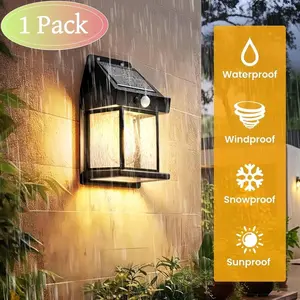 Warm Light Porch Lamp, 3 Modes Solar Wall Light with Motion Sensor, Garage Attic Door Wall Light, 6.69 Inch
